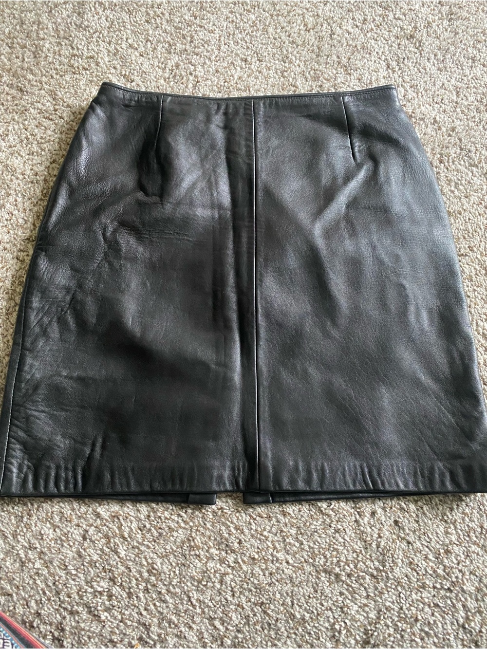Casual Corner Black Leather Mini Skirt